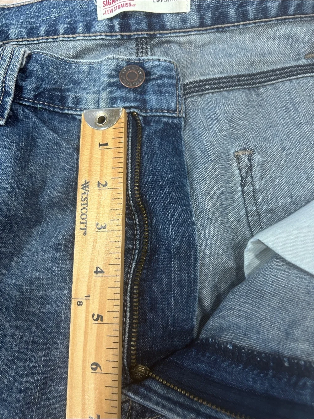 Signature Levi Strauss Carpenter mens Jeans 36x31.5  Workwear Baggy Utility blue